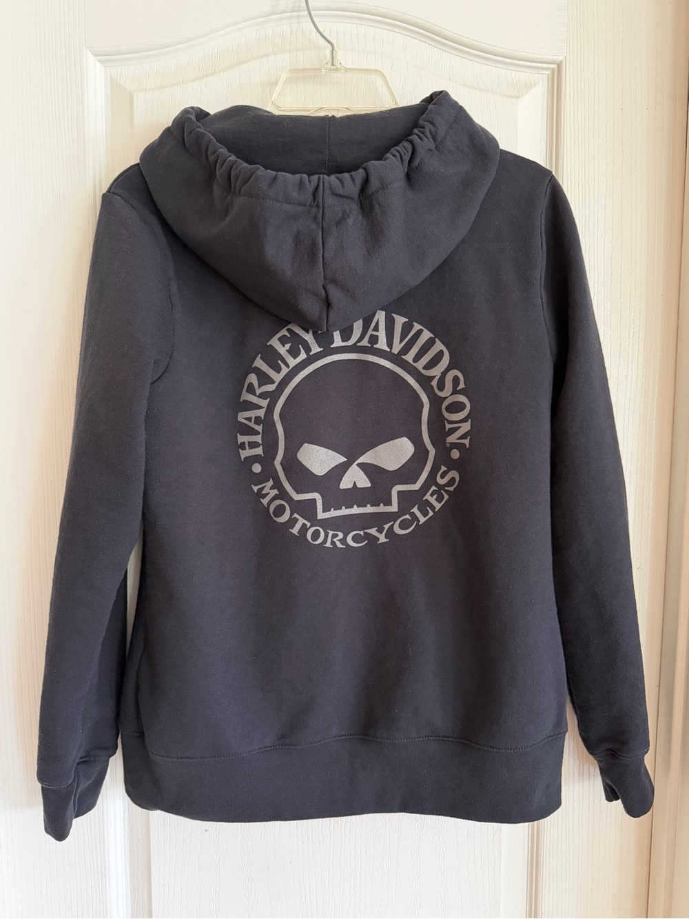 Harley-Davidson Black Zip-Up Hoodie with Skull and Logo